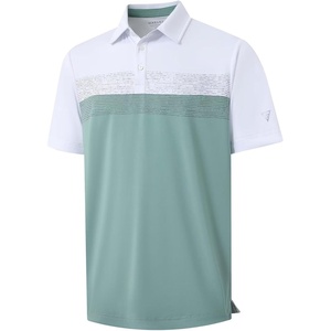 image:imageM MAELREG Golf Shirts for Men Dry Fit Performance Chest Print Color Block Moisture Wicking Casual Short Sleeve Polo ShirtsA Beryl Green