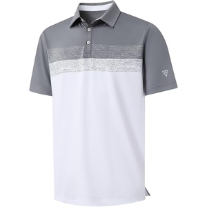 image:imageM MAELREG Golf Shirts for Men Dry Fit Performance Chest Print Color Block Moisture Wicking Casual Short Sleeve Polo ShirtsA White