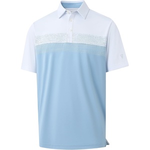 image:imageM MAELREG Golf Shirts for Men Dry Fit Performance Chest Print Color Block Moisture Wicking Casual Short Sleeve Polo ShirtsA WhiteDusty Blue