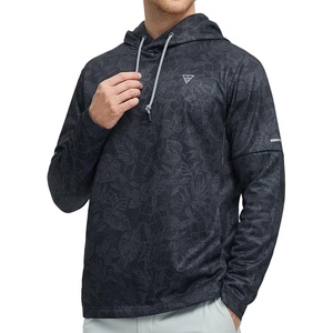 image:imageM MAELREG Hoodies for Men Golf Fleece Hooded Sweatshirts Dry Fit Athletic Lightweight Casual Midlayer Mens Hoodies PulloverMg03 Black Grey Leaf