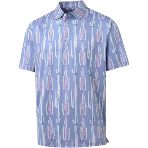 image:imageM MAELREG Mens Golf Shirt Short Sleeve Dry Fit Print Moisture Wicking Performance Patterns Collared Polo ShirtBlue Denim Cactus
