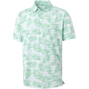 image:imageM MAELREG Mens Golf Shirt Short Sleeve Dry Fit Print Moisture Wicking Performance Patterns Collared Polo ShirtLight Green Leaf