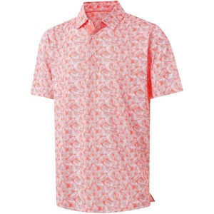 image:imageM MAELREG Mens Golf Shirt Short Sleeve Dry Fit Print Moisture Wicking Performance Patterns Collared Polo ShirtOrange White Leaf