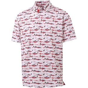 image:imageM MAELREG Mens Golf Shirt Short Sleeve Dry Fit Print Moisture Wicking Performance Patterns Collared Polo ShirtSunset Elk