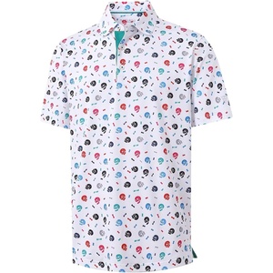 image:imageM MAELREG Mens Golf Shirt Short Sleeve Dry Fit Print Moisture Wicking Performance Patterns Collared Polo ShirtWhite Skull