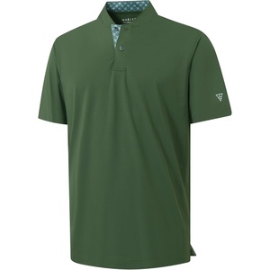 image:imageM MAELREG Mens Golf Shirts Collarless Performance Dry Fit Moisture Wicking Casual Solid Short Sleeve Henley Shirts for MenArmy Green