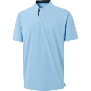 image:imageM MAELREG Mens Golf Shirts Collarless Performance Dry Fit Moisture Wicking Casual Solid Short Sleeve Henley Shirts for MenLight Blue