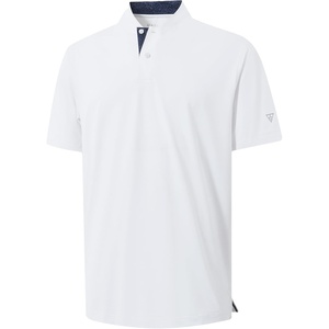 image:imageM MAELREG Mens Golf Shirts Collarless Performance Dry Fit Moisture Wicking Casual Solid Short Sleeve Henley Shirts for MenWhite
