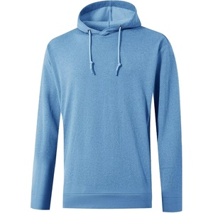 image:imageM MAELREG Mens Hoodies Pullover Performance Lightweight Hoodies For Men With 2 Pocket Dry Fit Wicking Stretch Golf SweatshirtLight Blue Melange