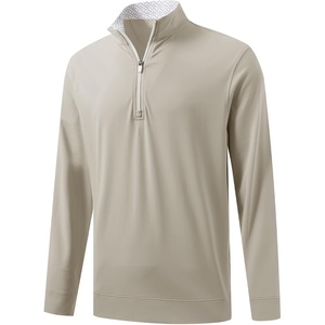 image:imageM MAELREG Mens Quarter Zip Pullover Lightweight Mock Neck Long Sleeve Midlayer Athletic Golf Half Zip Sweatshirt for MenKhaki Grey