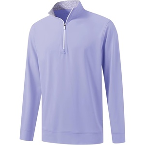 image:imageM MAELREG Mens Quarter Zip Pullover Lightweight Mock Neck Long Sleeve Midlayer Athletic Golf Half Zip Sweatshirt for MenLavender