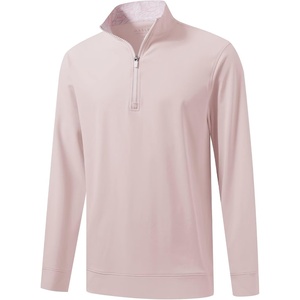 image:imageM MAELREG Mens Quarter Zip Pullover Lightweight Mock Neck Long Sleeve Midlayer Athletic Golf Half Zip Sweatshirt for MenLight Pink