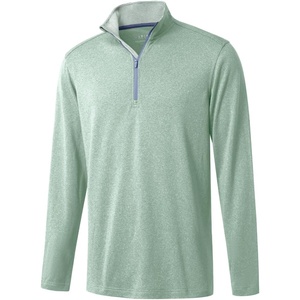 image:imageM MAELREG Quarter Zip Golf Pullover Men Dry Fit Long Sleeve Performance Wicking Mock Neck 14 Zip Pullover Mens SweatshirtBeryl Green Melange