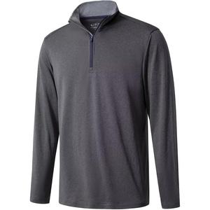 image:imageM MAELREG Quarter Zip Golf Pullover Men Dry Fit Long Sleeve Performance Wicking Mock Neck 14 Zip Pullover Mens SweatshirtBlack Melange