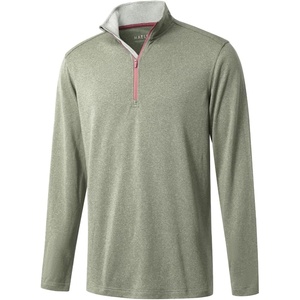 image:imageM MAELREG Quarter Zip Golf Pullover Men Dry Fit Long Sleeve Performance Wicking Mock Neck 14 Zip Pullover Mens SweatshirtDark Khaki Melange
