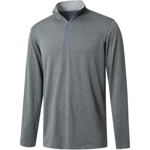 image:imageM MAELREG Quarter Zip Golf Pullover Men Dry Fit Long Sleeve Performance Wicking Mock Neck 14 Zip Pullover Mens SweatshirtGrey Melange