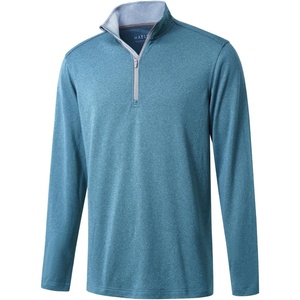 image:imageM MAELREG Quarter Zip Golf Pullover Men Dry Fit Long Sleeve Performance Wicking Mock Neck 14 Zip Pullover Mens SweatshirtSaxony Blue Melange