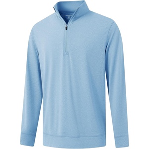 image:imageM MAELREG Quarter Zip Pullover Men Moisture Wicking Performance Heather Midlayer Golf 14 Zip Pullover Mens SweatshirtLight Blue Melange
