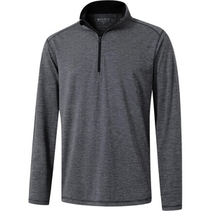 image:imageM MAELREG Quarter Zip Pullover Men Performance Dry Fit Stripe Mock Neck Midlayer Golf 14 Zip Pullover Mens SweatshirtBlack Grey Melange