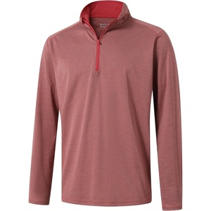 image:imageM MAELREG Quarter Zip Pullover Men Performance Dry Fit Stripe Mock Neck Midlayer Golf 14 Zip Pullover Mens SweatshirtBrick Melange