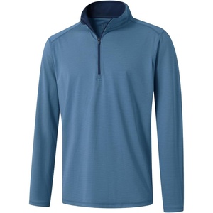 image:imageM MAELREG Quarter Zip Pullover Men Performance Dry Fit Stripe Mock Neck Midlayer Golf 14 Zip Pullover Mens SweatshirtDark Blue Melange
