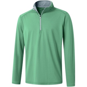 image:imageM MAELREG Quarter Zip Pullover Men Performance Dry Fit Stripe Mock Neck Midlayer Golf 14 Zip Pullover Mens SweatshirtGreen Melange