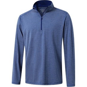 image:imageM MAELREG Quarter Zip Pullover Men Performance Dry Fit Stripe Mock Neck Midlayer Golf 14 Zip Pullover Mens SweatshirtGrey Blue Melange