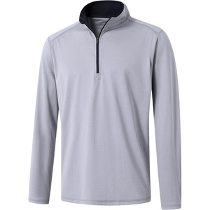 image:imageM MAELREG Quarter Zip Pullover Men Performance Dry Fit Stripe Mock Neck Midlayer Golf 14 Zip Pullover Mens SweatshirtGrey Melange