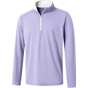 image:imageM MAELREG Quarter Zip Pullover Men Performance Dry Fit Stripe Mock Neck Midlayer Golf 14 Zip Pullover Mens SweatshirtLavender Melange