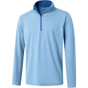 image:imageM MAELREG Quarter Zip Pullover Men Performance Dry Fit Stripe Mock Neck Midlayer Golf 14 Zip Pullover Mens SweatshirtLight Blue Melange
