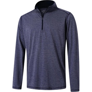 image:imageM MAELREG Quarter Zip Pullover Men Performance Dry Fit Stripe Mock Neck Midlayer Golf 14 Zip Pullover Mens SweatshirtNavy Melange