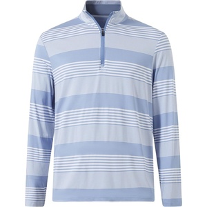image:imageM MAELREG Quarter Zip Pullover Men Print Dry Fit Long Sleeve Golf ShirtBlue White Stripe