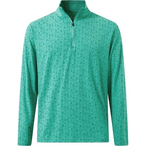 image:imageM MAELREG Quarter Zip Pullover Men Print Dry Fit Long Sleeve Golf ShirtGreen Whiskey Glass