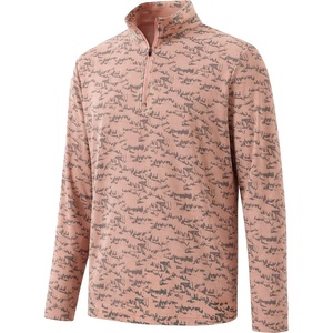 image:imageM MAELREG Quarter Zip Pullover Men Print Dry Fit Long Sleeve Golf ShirtLight Orange Massif