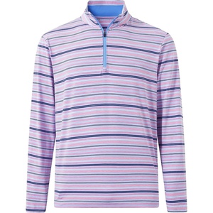 image:imageM MAELREG Quarter Zip Pullover Men Print Dry Fit Long Sleeve Golf ShirtPink Blue Stripe