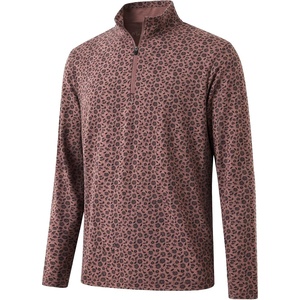image:imageM MAELREG Quarter Zip Pullover Men Print Dry Fit Long Sleeve Golf ShirtWine Red Flower