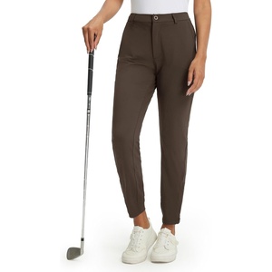 image:imageM MAELREG Womens Golf Pants Lightweight Quick Dry Ankle Zip Track PantsCoffee Brown