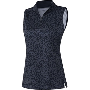 image:imageM MAELREG Womens Golf Shirt Sleeveless Collared Zip Up Patterns Polo Moisture Wicking Dry Fit Tennis Tank TopBlack Gray Blocks
