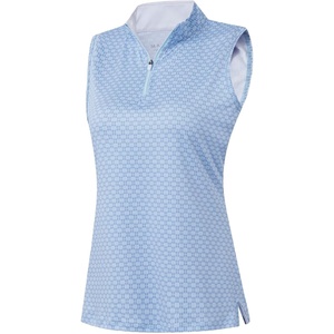 image:imageM MAELREG Womens Golf Shirt Sleeveless Collared Zip Up Patterns Polo Moisture Wicking Dry Fit Tennis Tank TopBlue Plaid