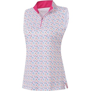 image:imageM MAELREG Womens Golf Shirt Sleeveless Collared Zip Up Patterns Polo Moisture Wicking Dry Fit Tennis Tank TopColorful Hearts