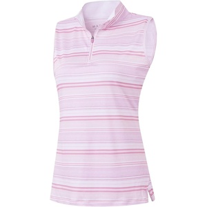 image:imageM MAELREG Womens Golf Shirt Sleeveless Collared Zip Up Patterns Polo Moisture Wicking Dry Fit Tennis Tank TopPink Purple Stripes