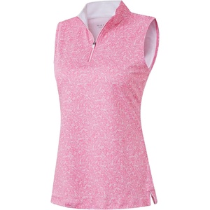 image:imageM MAELREG Womens Golf Shirt Sleeveless Collared Zip Up Patterns Polo Moisture Wicking Dry Fit Tennis Tank TopPink White Florals