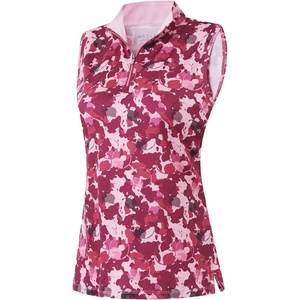 image:imageM MAELREG Womens Golf Shirt Sleeveless Collared Zip Up Patterns Polo Moisture Wicking Dry Fit Tennis Tank TopRed Splatter
