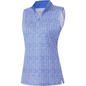 image:imageM MAELREG Womens Golf Shirt Sleeveless Collared Zip Up Patterns Polo Moisture Wicking Dry Fit Tennis Tank TopWhite Blue Stripes