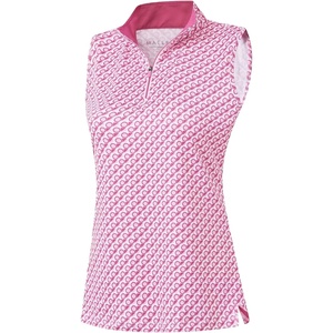image:imageM MAELREG Womens Golf Shirt Sleeveless Collared Zip Up Patterns Polo Moisture Wicking Dry Fit Tennis Tank TopWhite Pink Geometric