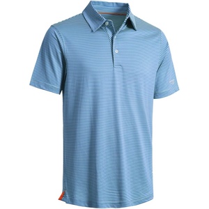 image:imageMens Golf Polo Shirts Short Sleeve Striped Performance Moisture Wicking Dry Fit Golf Shirts for MenAqua Stripe