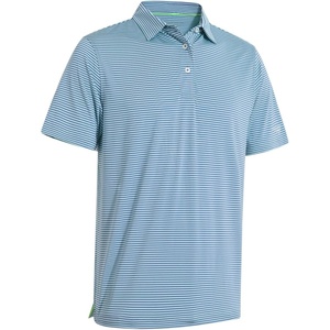 image:imageMens Golf Polo Shirts Short Sleeve Striped Performance Moisture Wicking Dry Fit Golf Shirts for MenGreen Ash Stripe