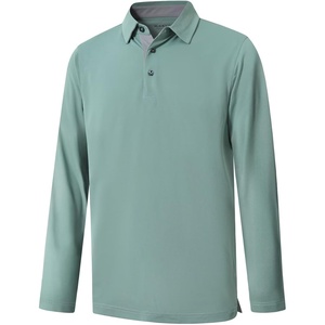 image:imageMens Golf Shirt Short and Long Sleeve Moisture Wicking Dry Fit Performance Solid Casual Pique Golf Polo Shirts for MenBeryl Greenlong