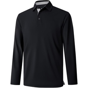 image:imageMens Golf Shirt Short and Long Sleeve Moisture Wicking Dry Fit Performance Solid Casual Pique Golf Polo Shirts for MenBlacklong