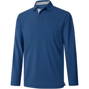 image:imageMens Golf Shirt Short and Long Sleeve Moisture Wicking Dry Fit Performance Solid Casual Pique Golf Polo Shirts for MenBluelong